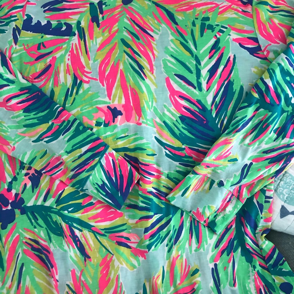 Lilly Pulitzer Long Sleeve Palm Print Knit Dress L - Picture 4 of 6